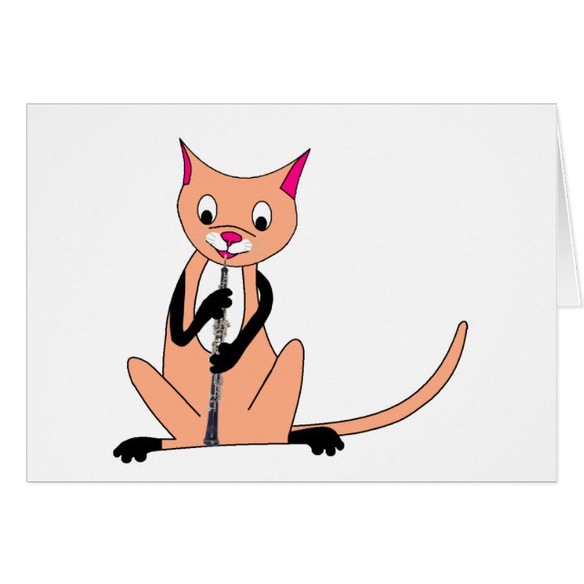 Chat jouant le hautbois (Devant horizontal)