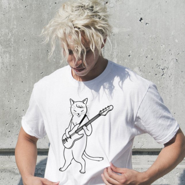 CHAT JOUER BASS GUITAR T-SHIRTS (Créateur téléchargé)