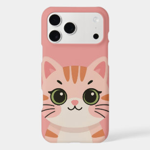 Chat Kawaii Rayé Rose Yeux Verts Art