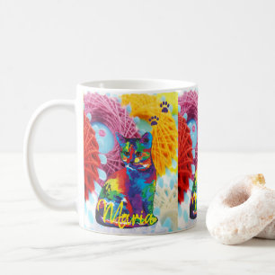 Chat Kitten Coloré Fil Fil Bouton Mug