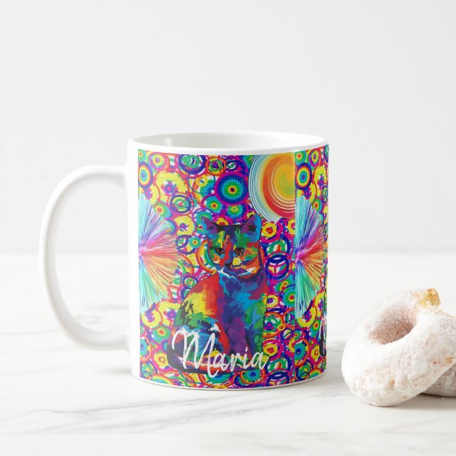 Chat Kitten Mug coloré (Avec donut)