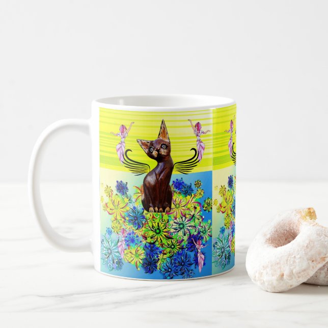 Chat Kitten Mug Florale (Avec donut)