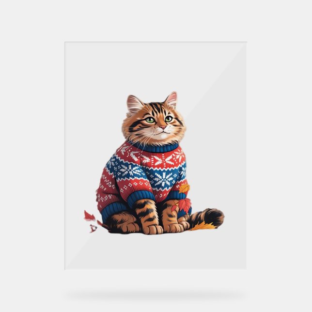 Chat Leaf Automne Bonjour Automne Funny Chat Kitte (Recto)