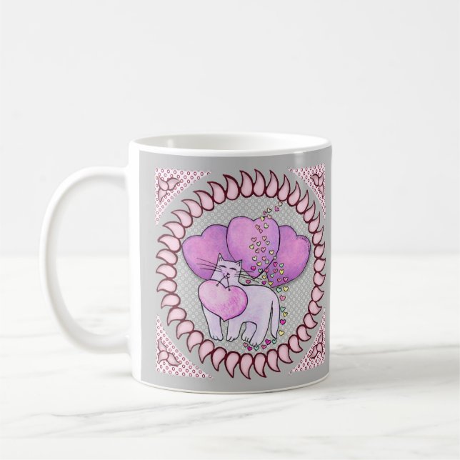 Chat Love Coeur mug (Gauche)