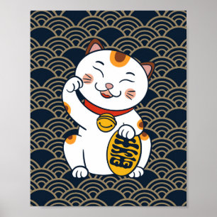 Chat Lucky Japonais Calico Poster de Maneki Neko