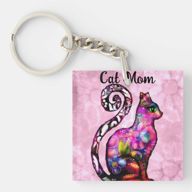 Chat Maman Abstrait Whimsical Chat Kitty Art (Devant)