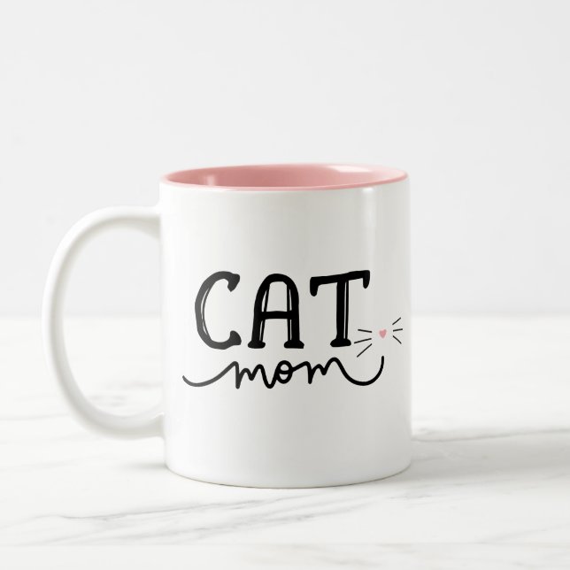 Chat Maman Mug de café à deux tons (Gauche)