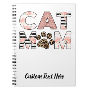 Chat Maman Rose Floral & Leopard Carnet Paw