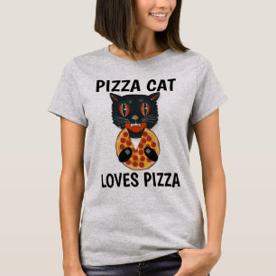 CHAT MANGEANT DE LA PIZZA, T-shirts drôles