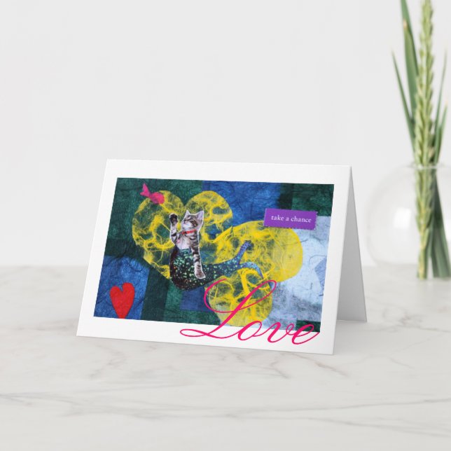 Chat Mermaid "Mercat" Carte Saint-Valentin pour l' (Devant)