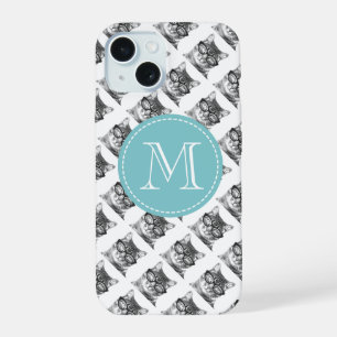 Chat mignon avec motif de lunettes monogramme pers