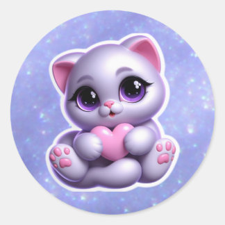 Chat mignon avec Sticker du coeur