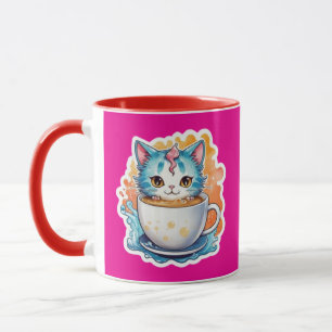 Chat Mignon Avec Tasse À Café Dessin Animé-94678