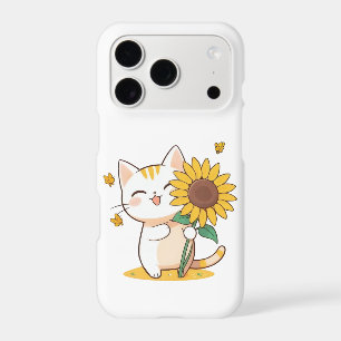 Chat mignon avec un design Kawaii tournesol
