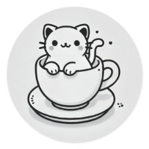 Chat mignon dans une tasse Rondi autocollant