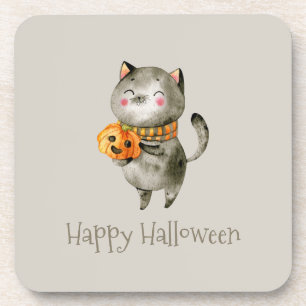 Chat mignon de Halloween avec des dessous de verre
