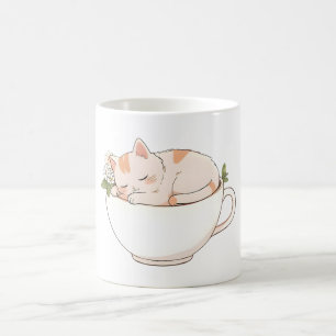 Chat mignon endormi dans une tasse à thé Design Ka