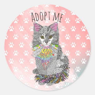 Chat mignon et coloré Adoptez-moi Sticker