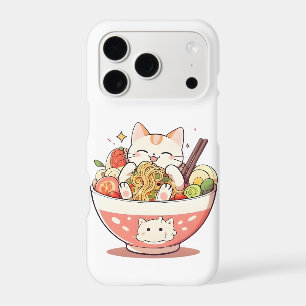 Chat Mignon Mangeant un Bol de Ramen Design Kawaii