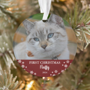 Chat mignon premiers flocons de Noël photo Ornamen