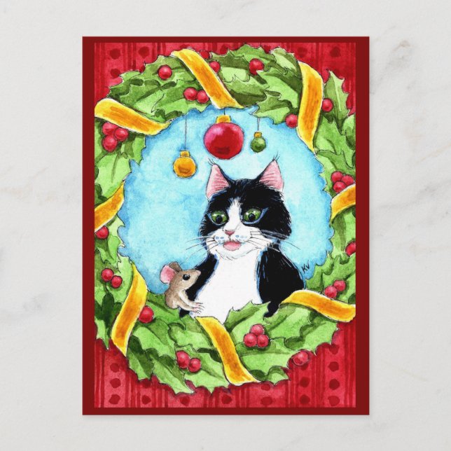 Chat mignon, souris, carte postale de la couronne  (Devant)
