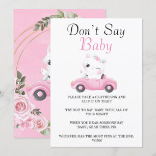 Chat mignon Voiture rose Vintage Ne pas dire Carte