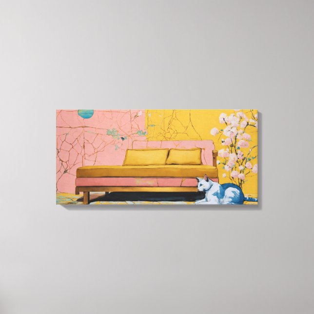 Chat Moderne Coloré Toile d'Art Enveloppé Imprimer (Recto)