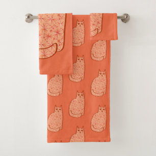 Chat moderne de la moitié du siècle, orange et