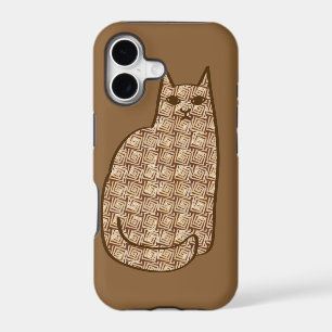 Chat Moderne du Milieu du Siècle, Beige et Brun Cl