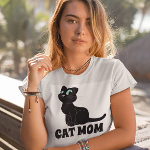 CHAT MOM SOURIRE CHAT NOIR T-SHIRTS TEE - SHIRTS