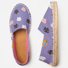 Chat Motif Femme Violet Toile Espadrilles Chaussur