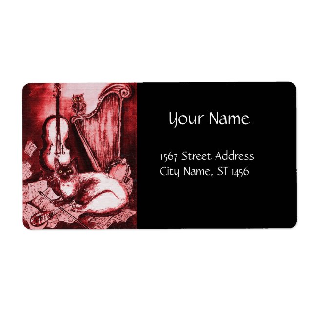 CHAT MUSICAL ET OWL, Blanc Rouge Noir (Devant)