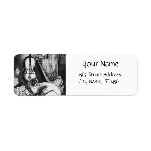 CHAT MUSICAL, OWL, VIOLIN, HARP Black White Grey M (Devant)