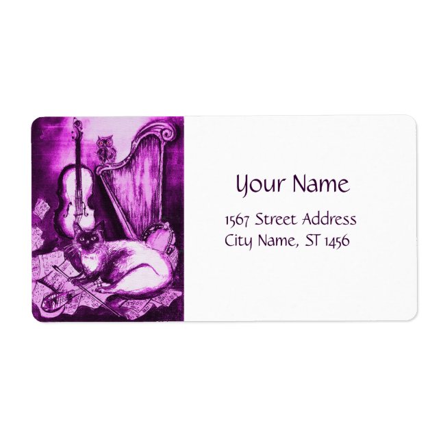 CHAT MUSICALE, Violet rose et blanc (Devant)