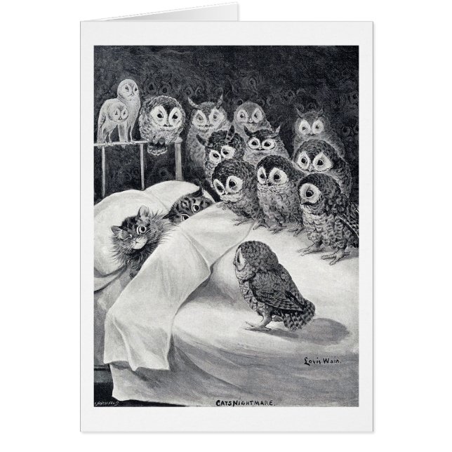 Chat Nightmare Owl Bird, Louis Wain (Devant)