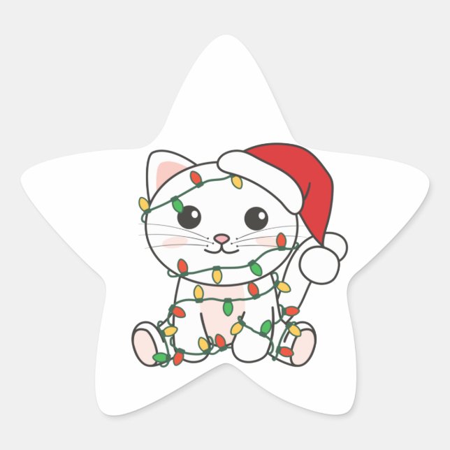 Chat Noël Animaux d'hiver Chats Étoile Sticker (Devant)