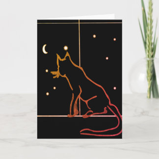 CHAT NOIR À LA CARTE D'ACCUEIL DE NUIT
