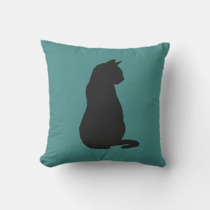 Chat noir Amoureux des chats Silhouette oreiller