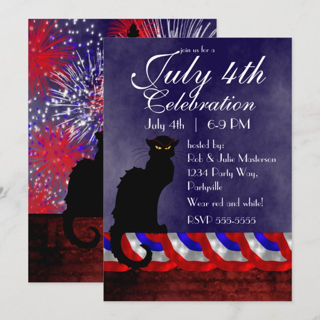 Chat Noir and July 4th Invitation (Front/Back)