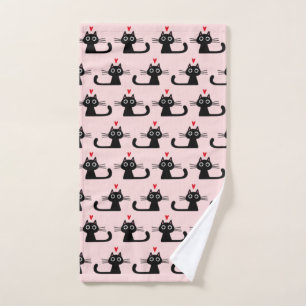 Chat noir aux coeurs Mignons à motifs