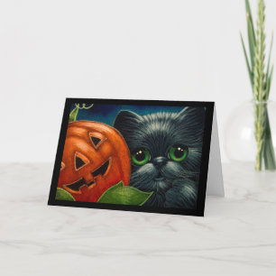 CHAT NOIR AVEC CARTE CITROUILLE HALLOWEEN PERSONNA