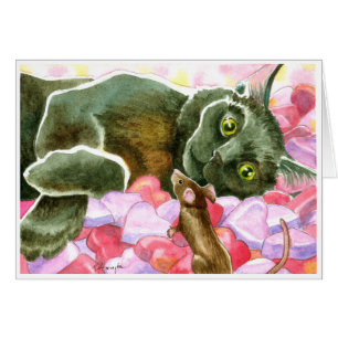 Chat noir avec coeur de Saint-Valentin