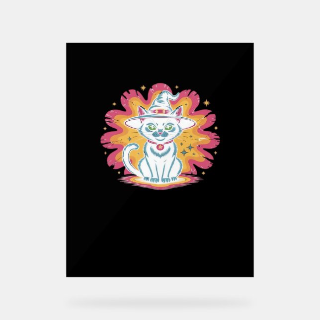 Chat noir avec fleur psychédélique T-Shir surdimen (Recto)