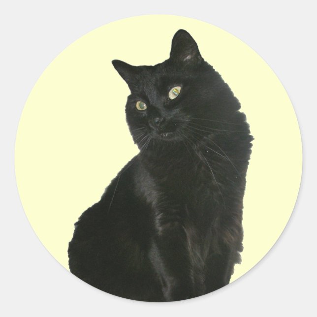 Chat noir avec Sticker pour yeux dorés (Devant)