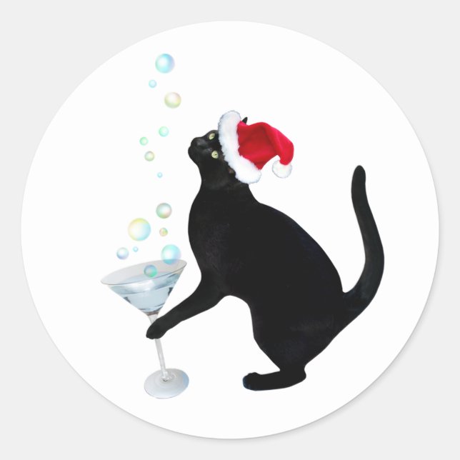 Chat noir avec Stickers Martini (Devant)