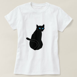 Chat noir avec yeux bleus T-shirt animaux
