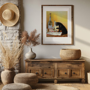 Chat noir Boire Absinthe Poster