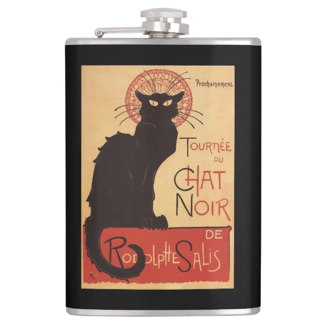 Chat Noir Cabaret Troupe Black Cat Promo Poster Hip Flask (Front)