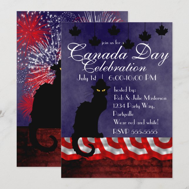 Chat Noir Canada Day Invitation (Front/Back)