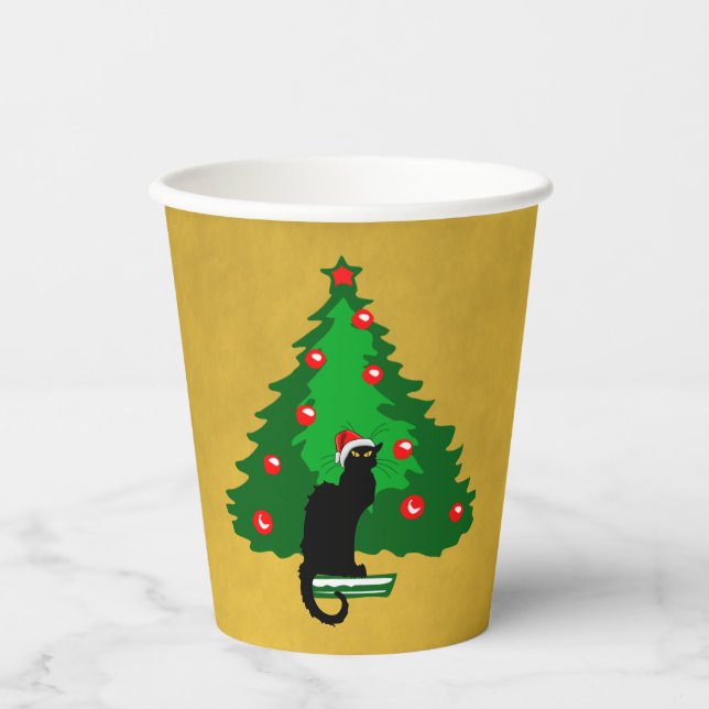 Chat Noir Christmas Paper Plates Paper Cups (Front)